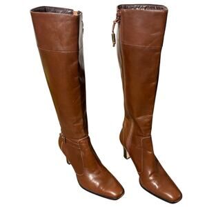 Lauren Ralph Lauren Lucienne Brown Leather Tall Boots 7C Knee High
